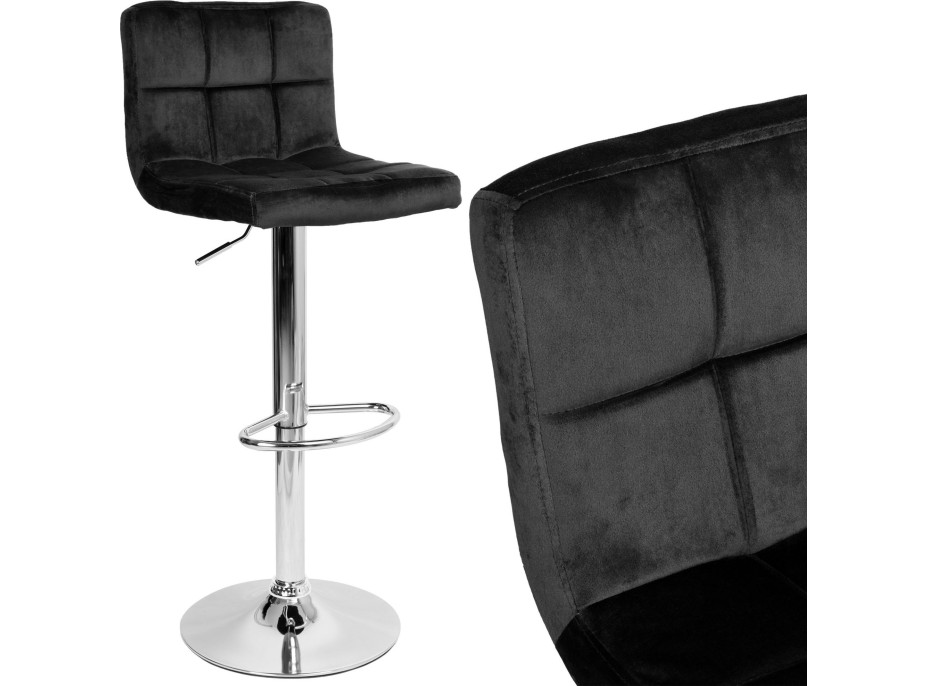 Barová stolička ARAKO VELVET - čierna/chróm