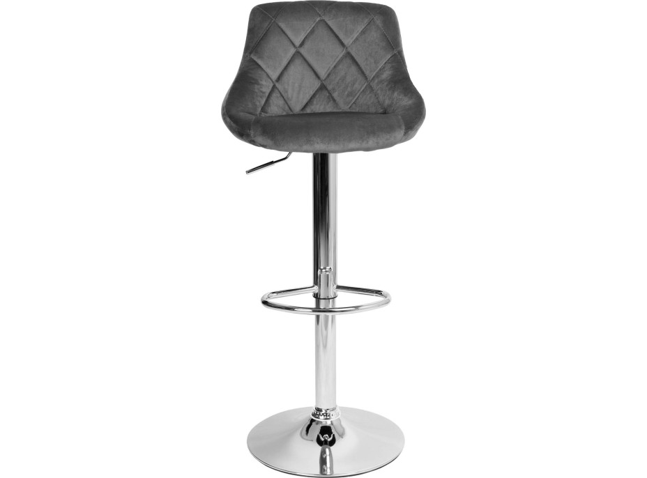 Barová stolička CYDRO VELVET - šedá/chróm