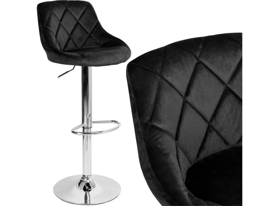 Barová stolička CYDRO VELVET - čierna/chróm
