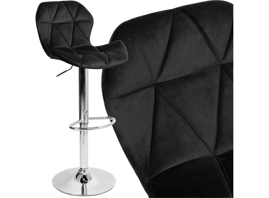 Barová stolička GORDON VELVET - čierna/chróm