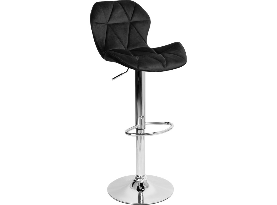Barová stolička GORDON VELVET - čierna/chróm