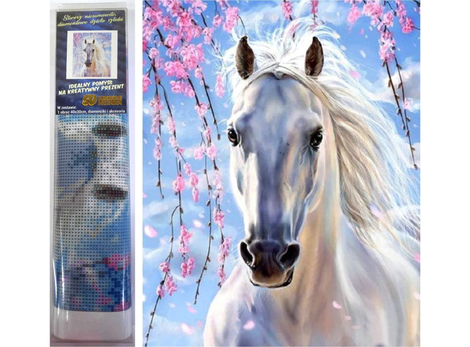 Norimpex Diamantové maľovanie Biela kobyla 30x40 cm