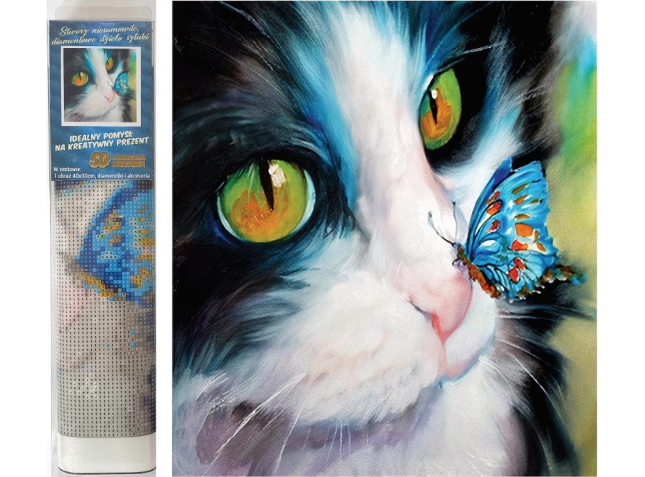 Norimpex Diamantové maľovanie Mačiatko s motýľom 30x40 cm