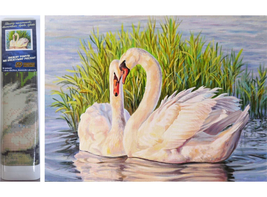 Norimpex Diamantové maľovanie Labute v rákosí 30x40 cm