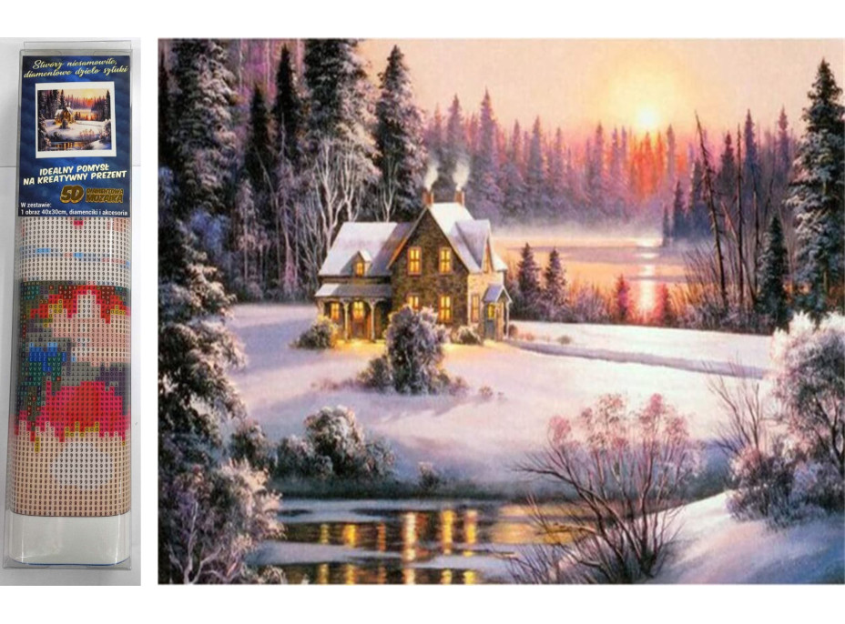 Norimpex Diamantové maľovanie Zasnežený dom 30x40 cm