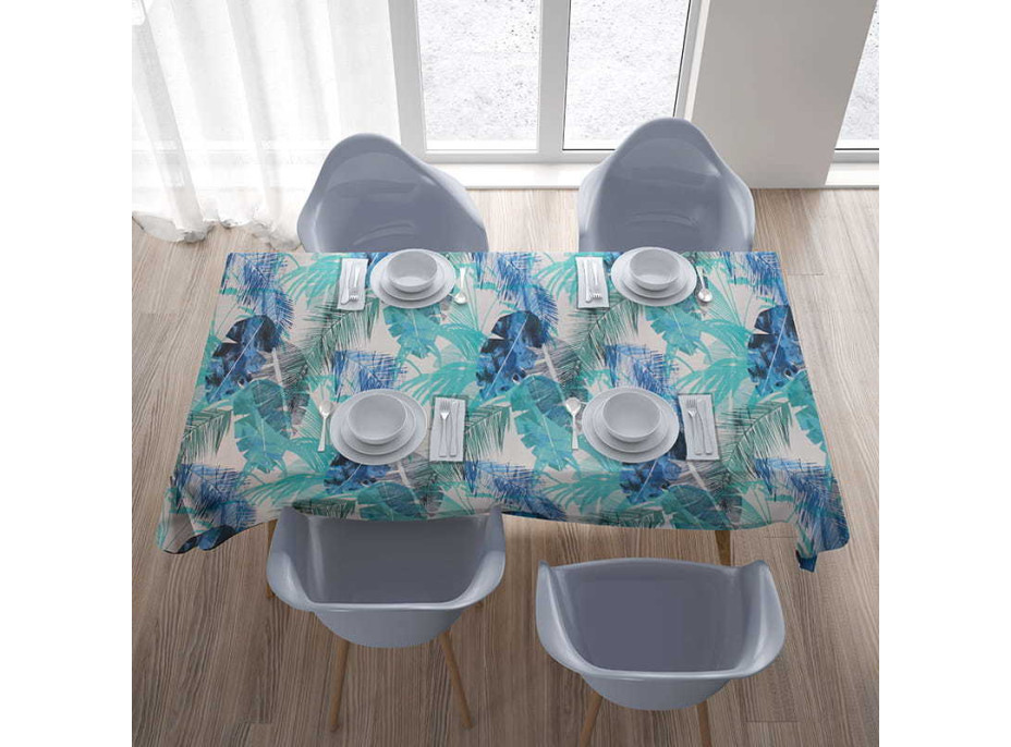 Obrus 135x180 cm - Listy banánovníka - modrý