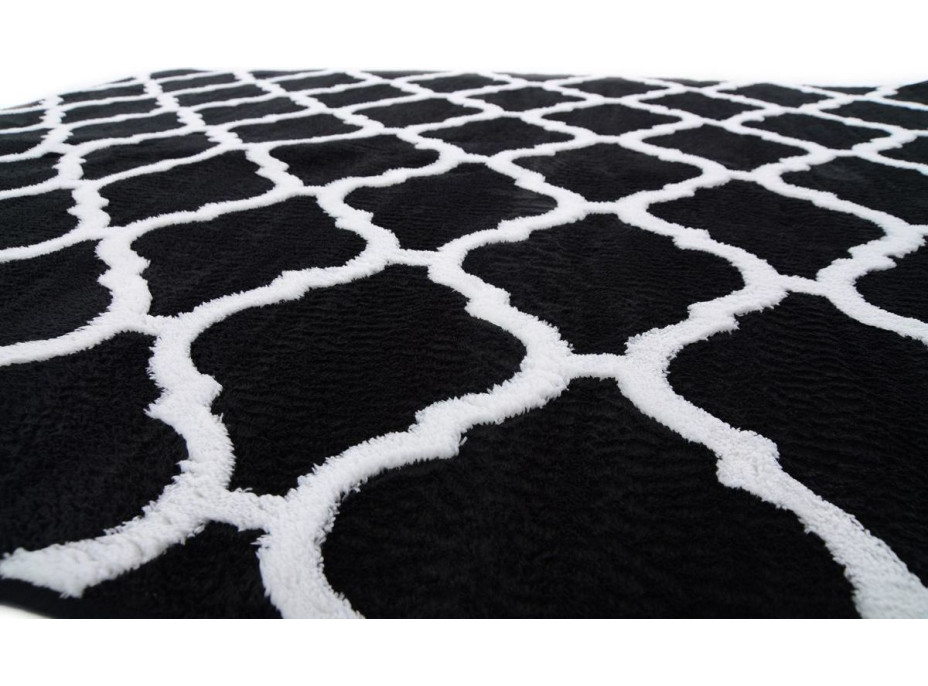 Plyšový koberec 3D Home - Maroko - čierny