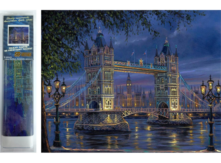 Norimpex Diamantové maľovanie Nočná Tower Bridge 30x40 cm