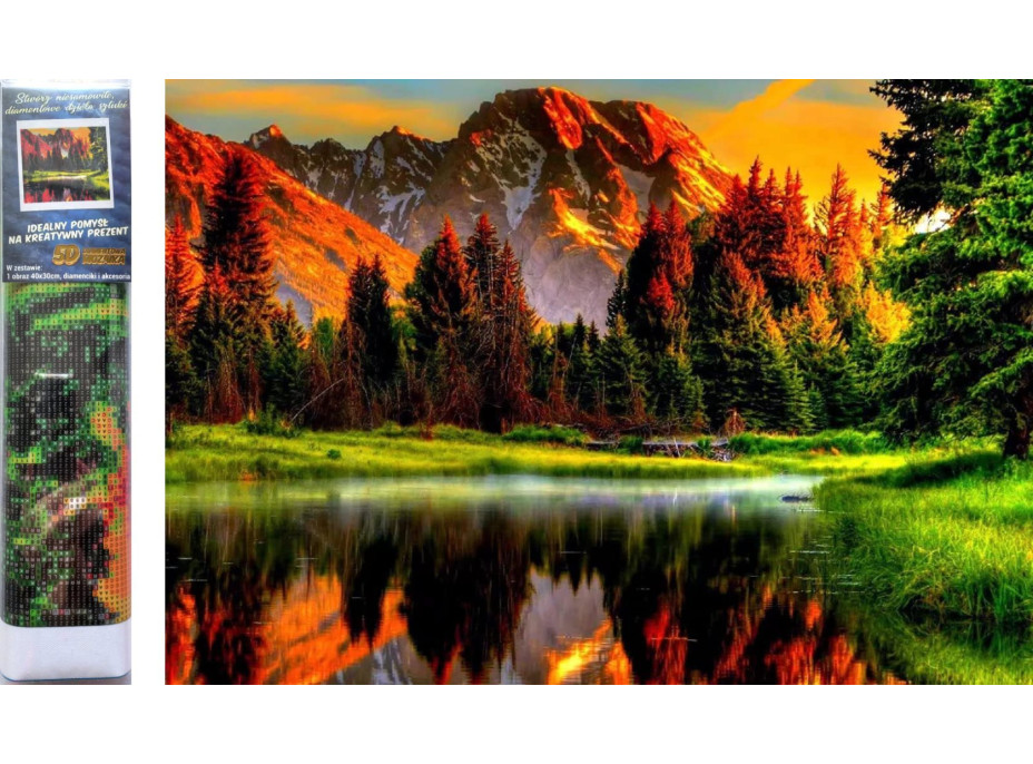 Norimpex Diamantové maľovanie Západ slnka pri jazere 30x40 cm