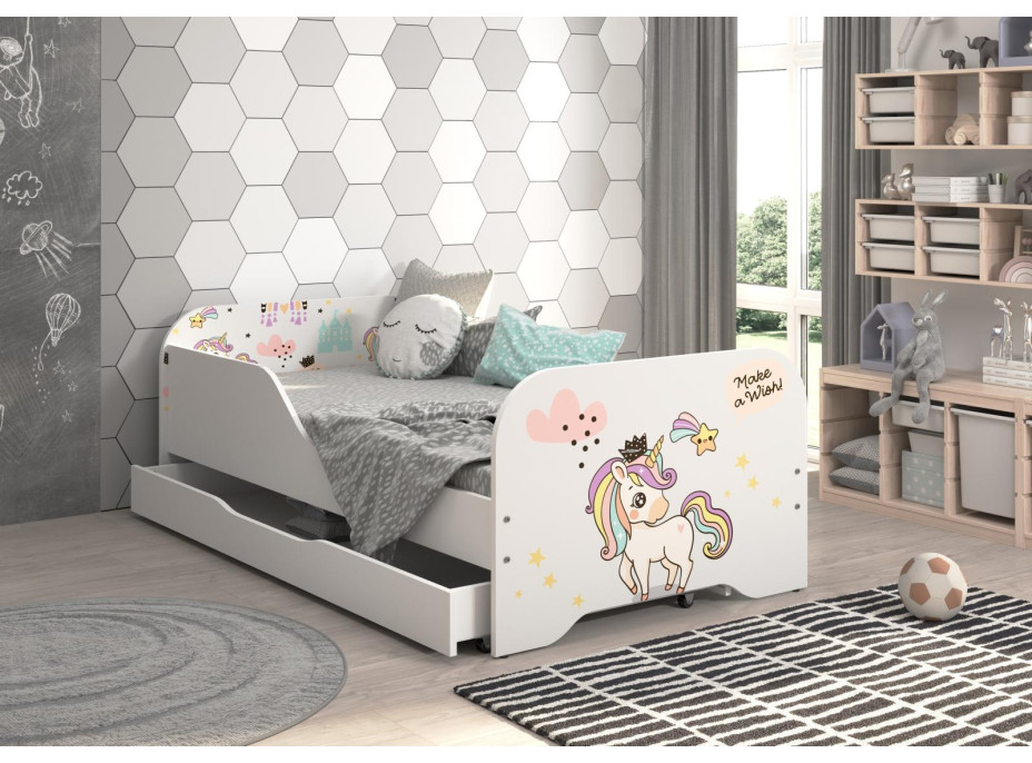 Detská posteľ KIM - DUHOVÝ JEDNOROŽEC 160x80 cm