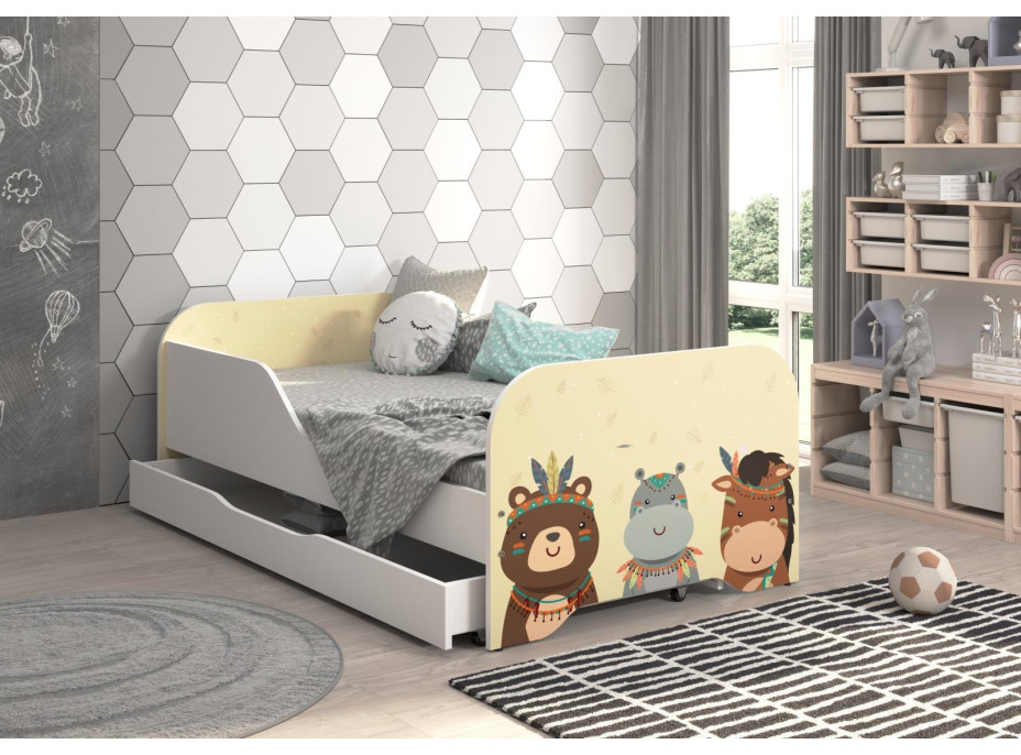 Detská posteľ KIM - SAFARI INDIÁNI 140x70 cm + MATRAC