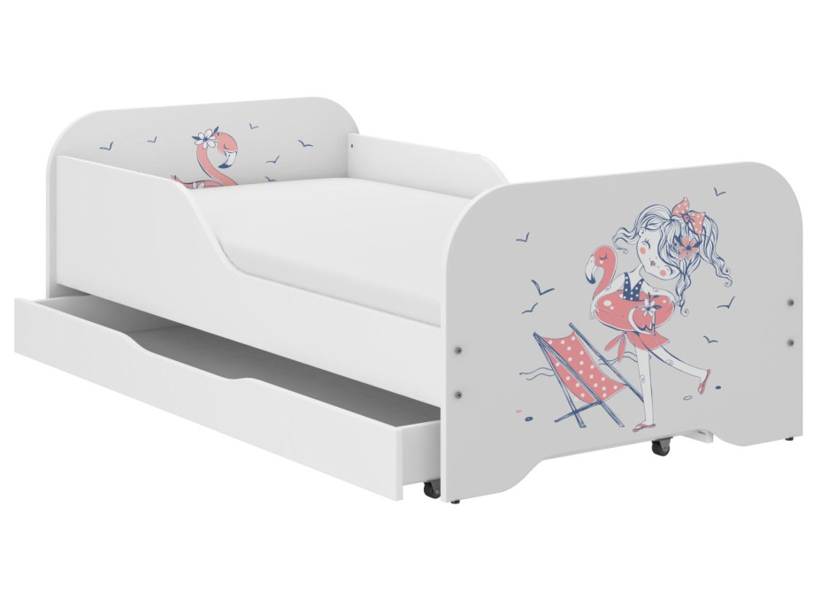 Detská posteľ KIM - HOLČIČKA NA PLÁŽI 140x70 cm + MATRAC