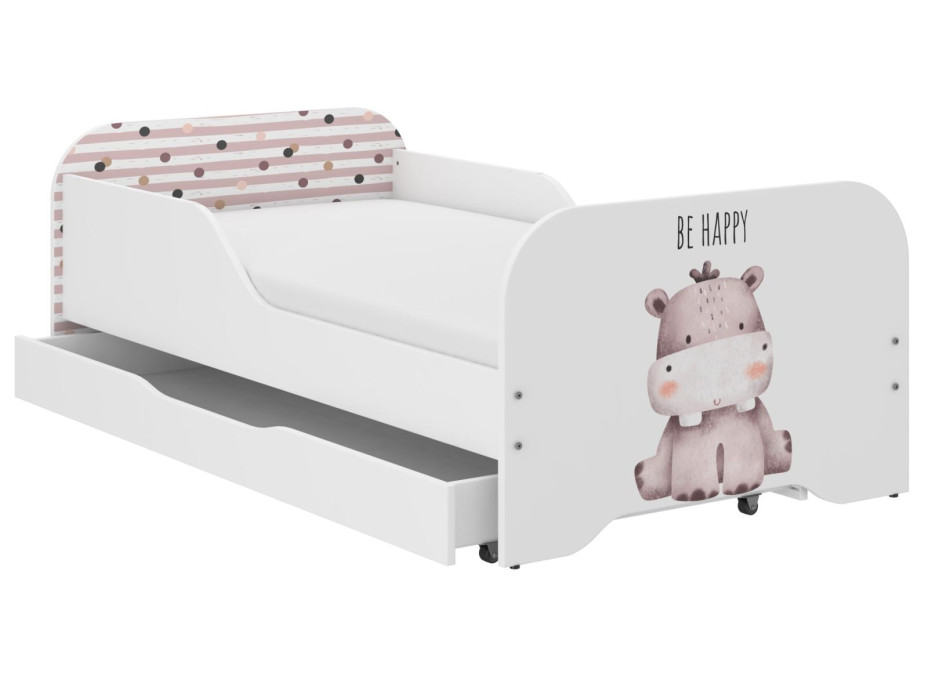 Detská posteľ KIM - SAFARI HROŠÍK 140x70 cm + MATRAC