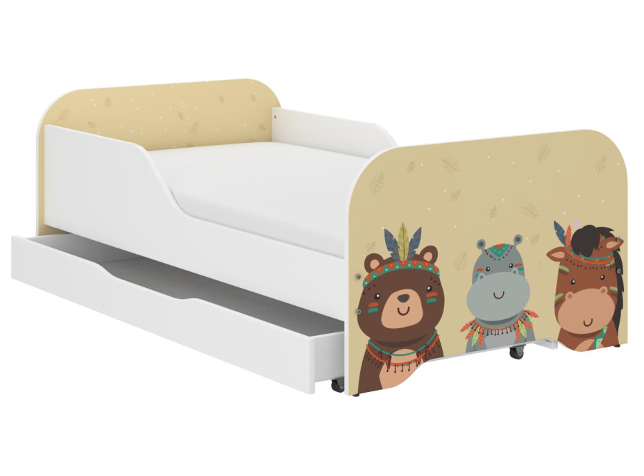 Detská posteľ KIM - SAFARI INDIÁNI 140x70 cm + MATRAC
