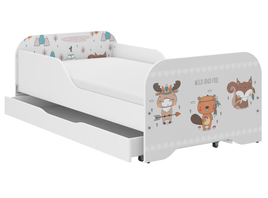 Detská posteľ KIM - LESNÉ ZVIERATÁ 140x70 cm + MATRAC