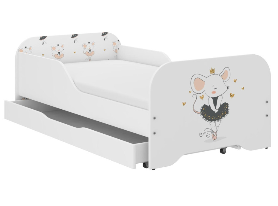 Detská posteľ KIM - MYŠKA 140x70 cm + MATRAC