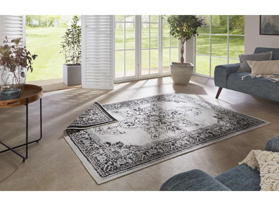 Kusový koberec Twin Supreme 104137 Black/Cream – na ven i na doma