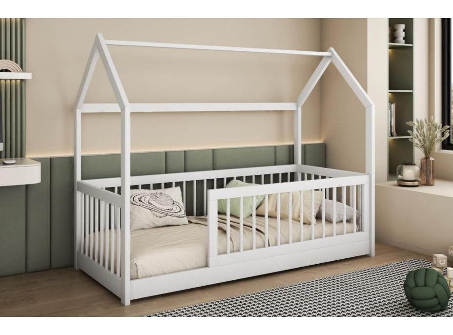 Detská domčeková posteľ z masívu borovice GRÉTA - 180x80 cm - biela