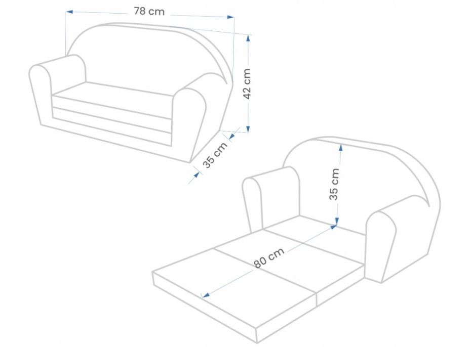 Detská rozkladacia MINI pohovka Nebeské znamenia - šedá/biela