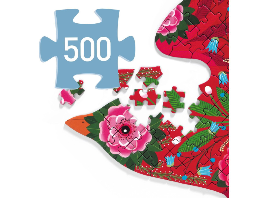 DJECO Obrysové puzzle Vtáčik 500 dielikov