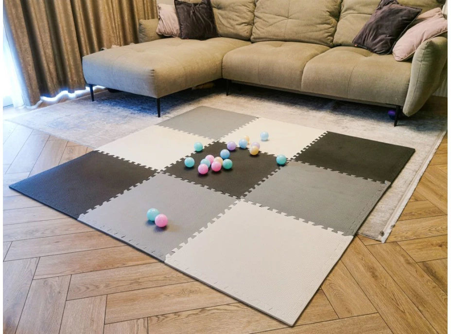 KIK Penové puzzle Odtiene šedej s okrajmi IV. (58x58)