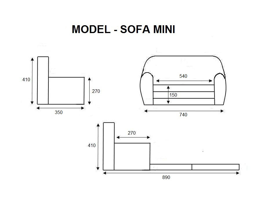 Detská rozkladacia MINI pohovka Slimáky - šedá