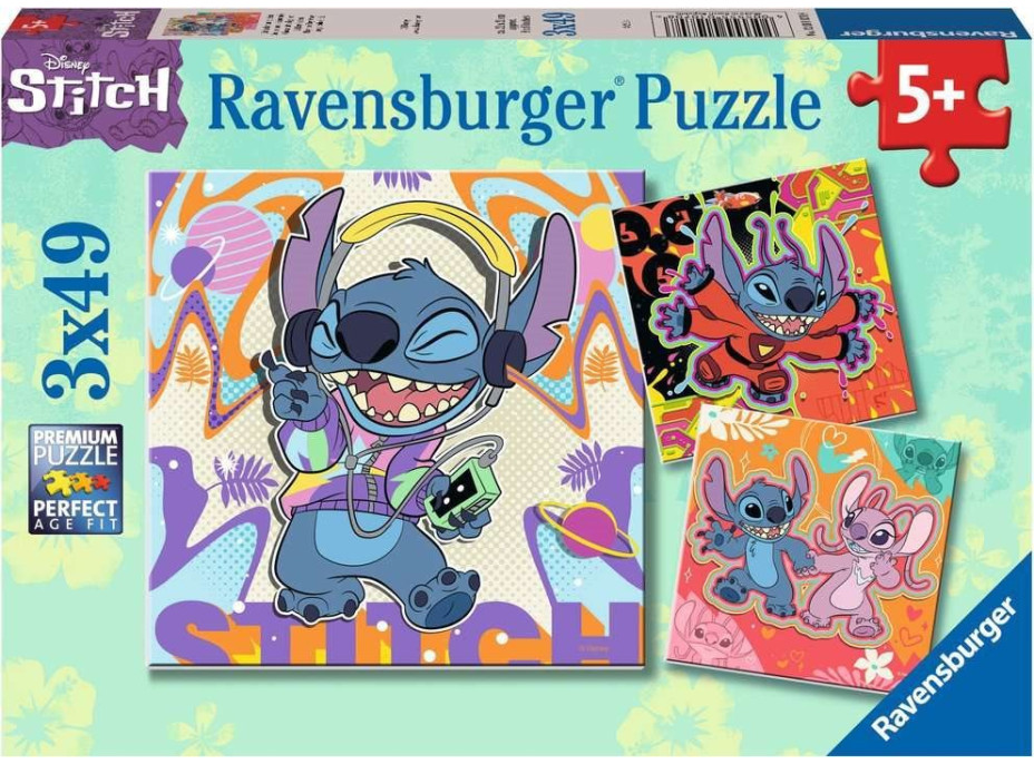 RAVENSBURGER Puzzle Disney: Stitch 3x49 dielikov