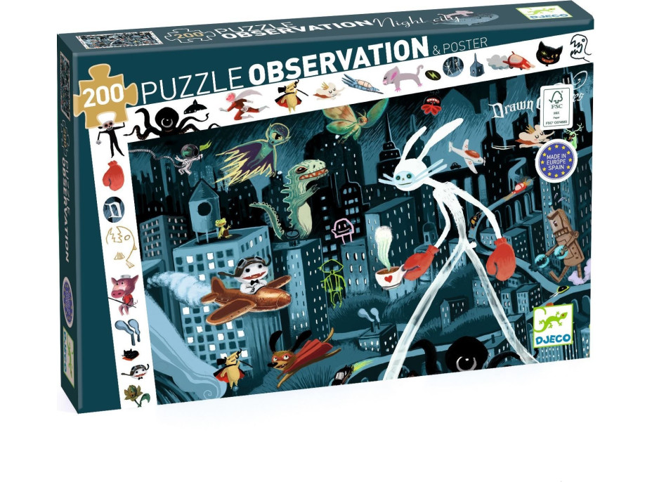 DJECO Puzzle Observation: Nočné mesto 200 dielikov