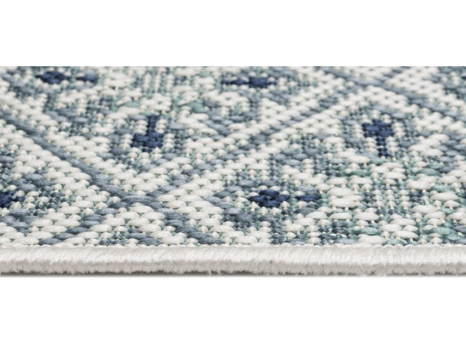 Sisalový koberec JUNGLE pattern - modrý/krémový