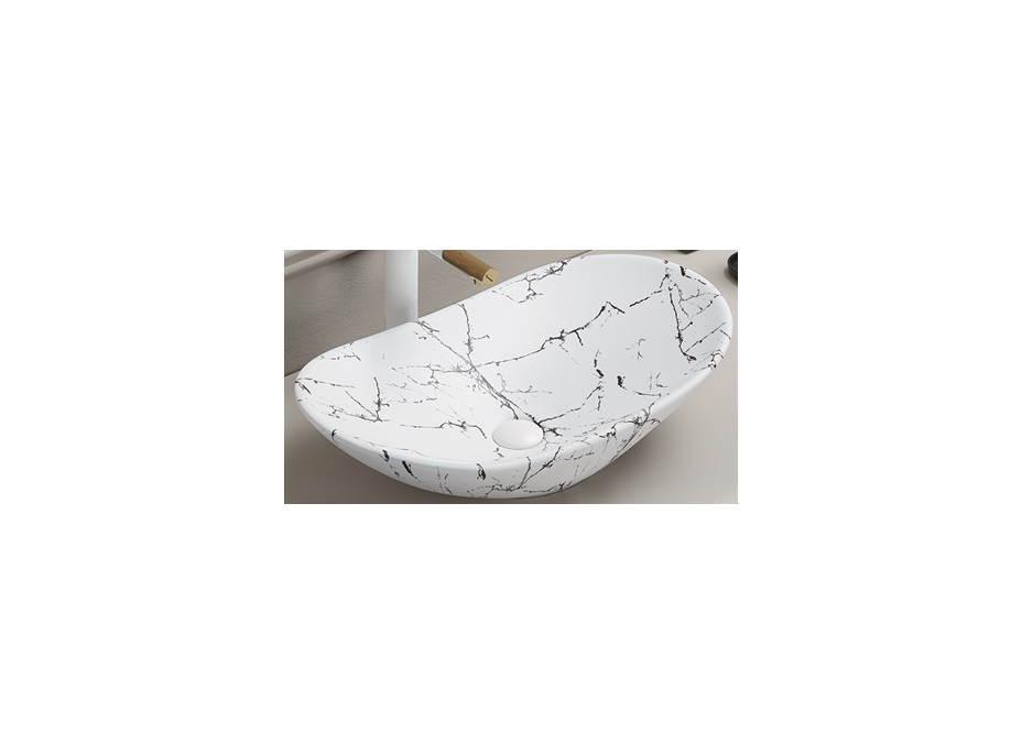 Keramické umývadlo LEILA - biele/čierne - imitácia kameňa