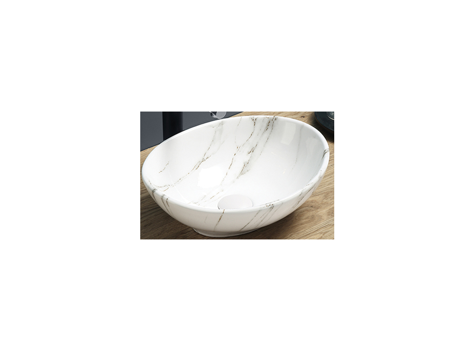 Keramické umývadlo PATRIK - biele / šedé - imitácia kameňa