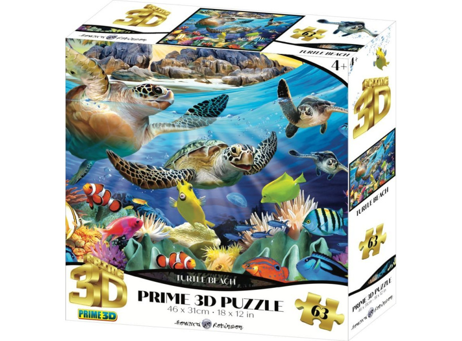PRIME 3D Puzzle Korytnačky 3D 63 dielikov