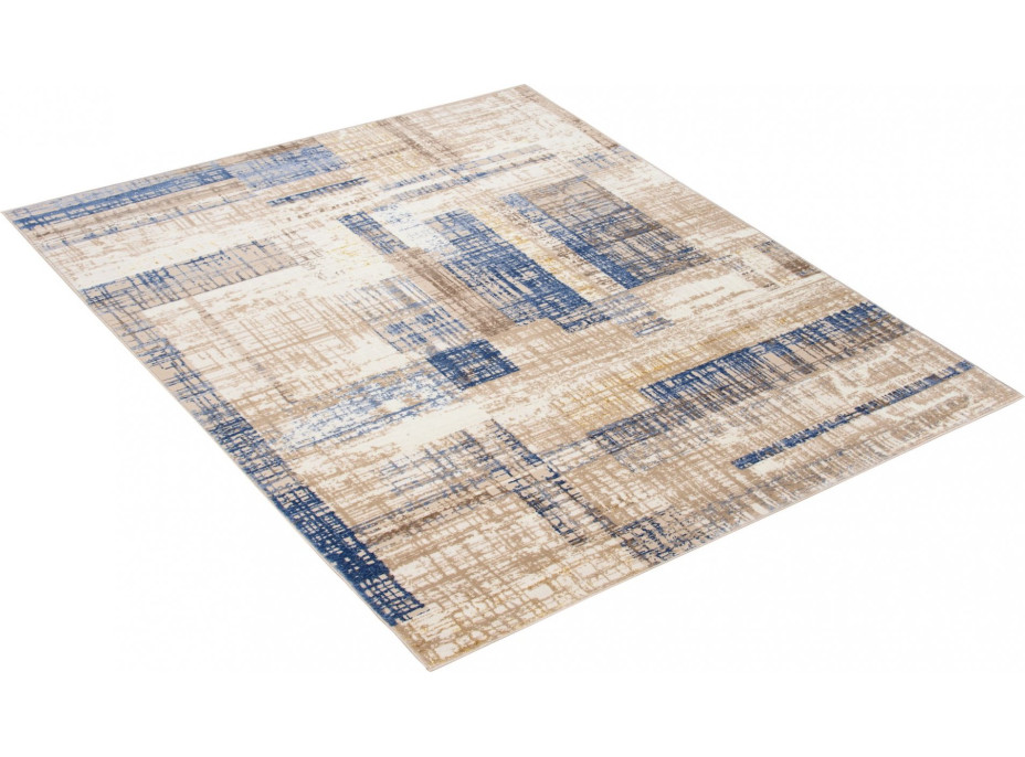 Kusový koberec ASTHANE Modern - biely/tmavomodrý/hnedý