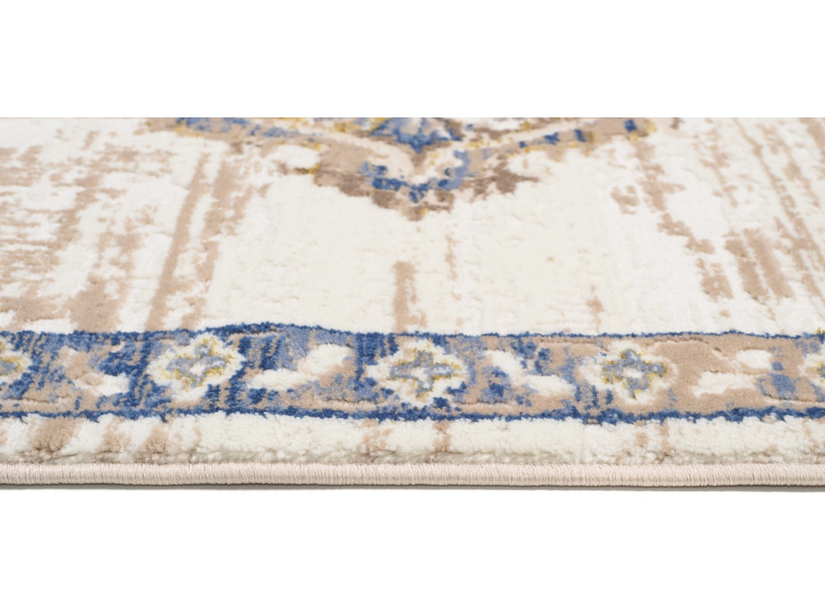Kusový koberec ASTHANE Ornament - biely/tmavo modrý/hnedý
