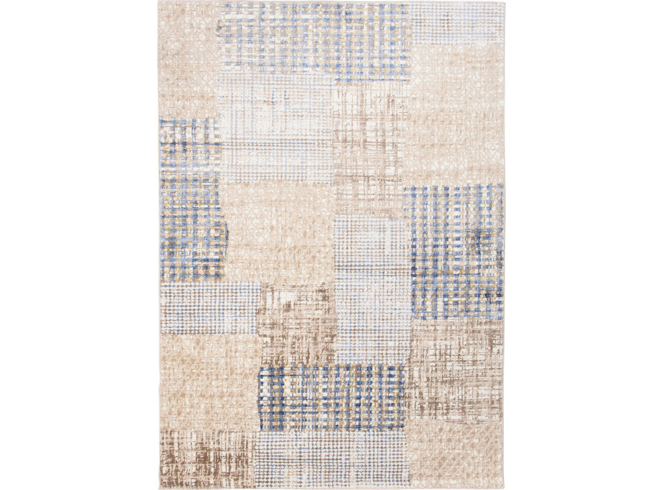 Kusový koberec ASTHANE Texture - biely/tmavo modrý/hnedý