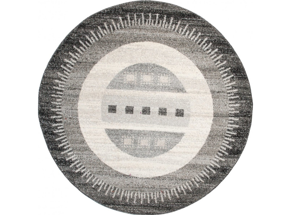 Kusový okrúhly koberec SARI Outline - čierny/sivý