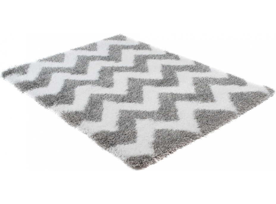Kusový koberec Shaggy OPTIMAL Cik cak - svetlo šedý/biely