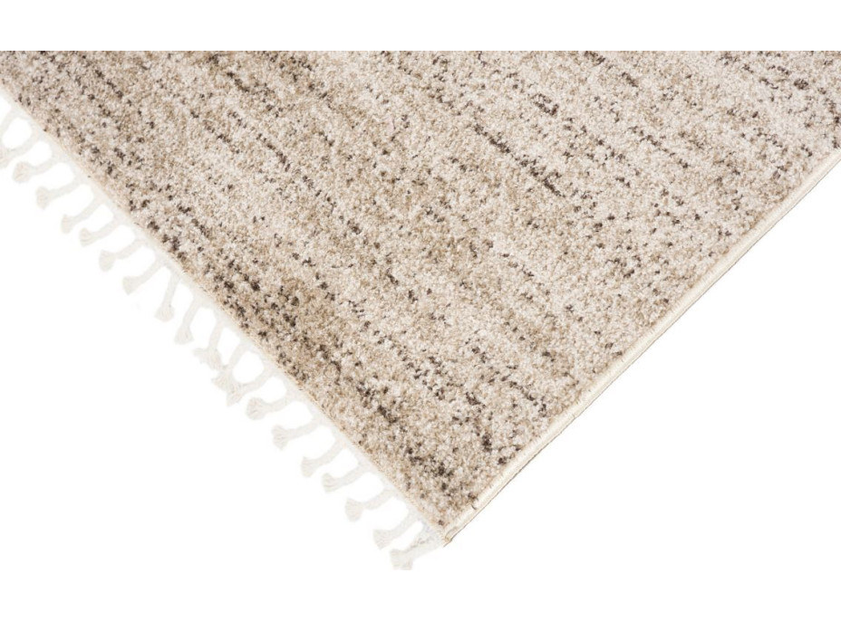 Kusový koberec so strapcami SARI Mono - krémový/hnedý