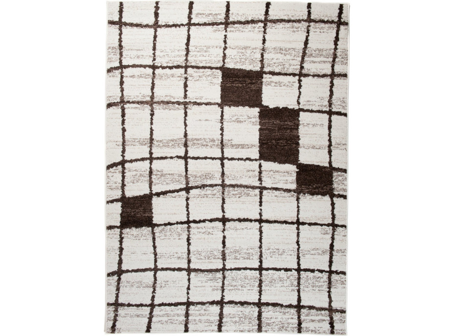 Kusový koberec SARI Grid - biely/hnedý