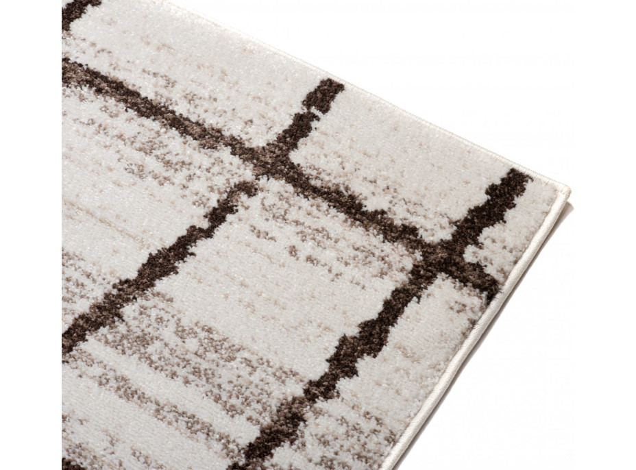 Kusový koberec SARI Grid - biely/hnedý