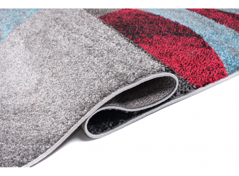 Kusový koberec JAVA Squares - šedý/červený/modrý