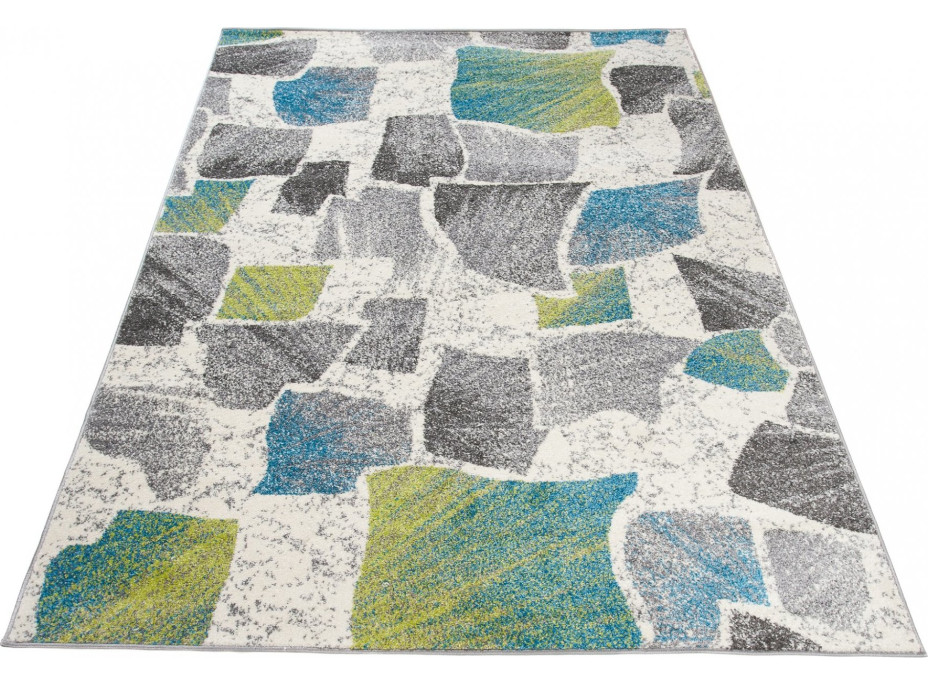 Kusový koberec JAVA Fragment - krémový/modrý/žltý