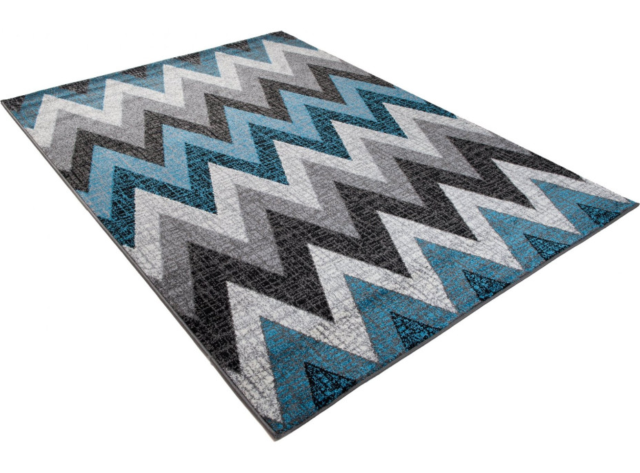 Kusový koberec JAVA Cik cak - šedý/modrý