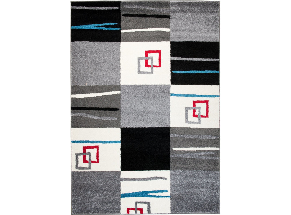 Kusový koberec JAVA Tiles - šedý/červený