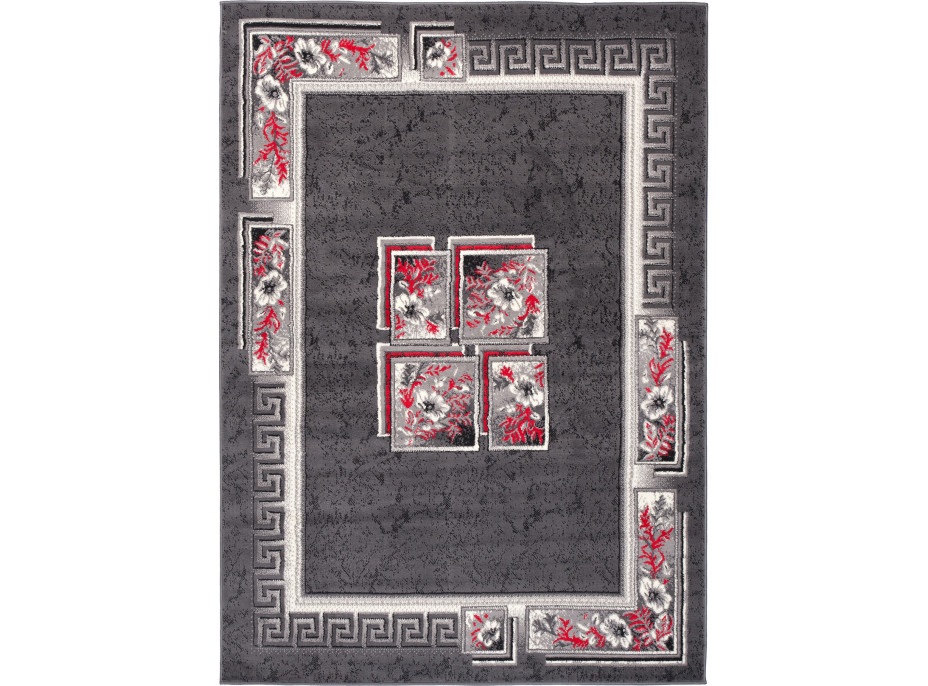 Kusový koberec TAPIS Quatro - sivý/červený