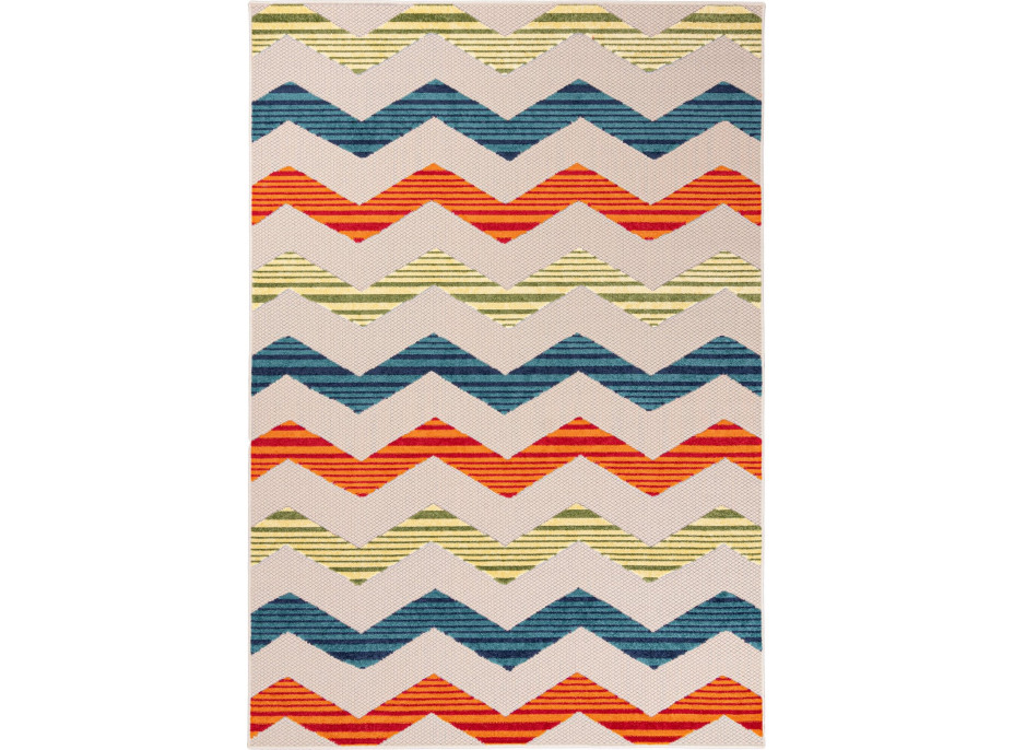 Kusový koberec AVENTURA Cik cak - krémový/oranžový/modrý