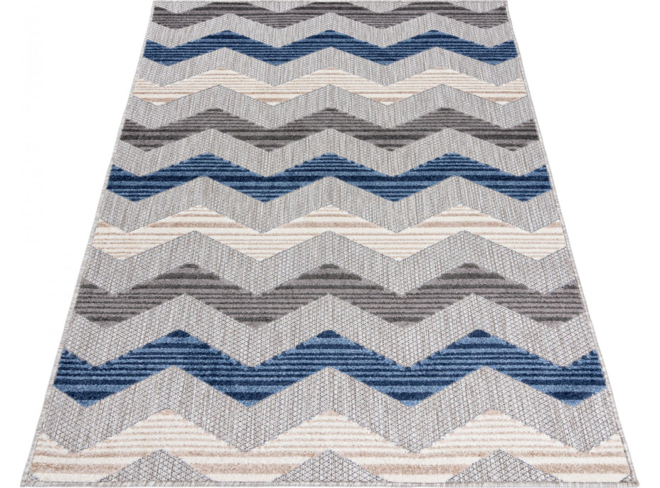 Kusový koberec AVENTURA Cik cak - šedý/modrý/krémový