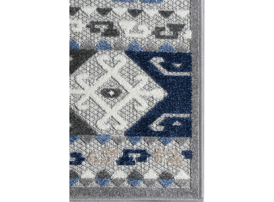 Kusový koberec AVENTURA Folk - modrý/šedý