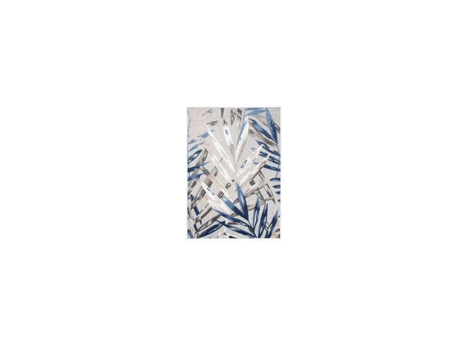 Kusový koberec AVENTURA Palm leaves - biely/modrý