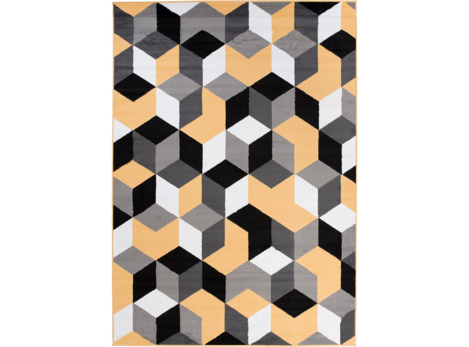 Kusový koberec MAYA Cubes - žltý/sivý